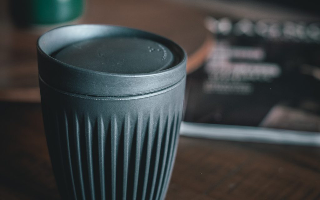 A reusable, sustainable coffee cup.